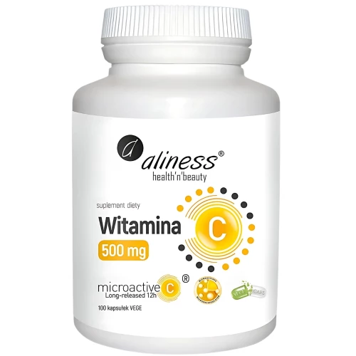 Aliness - Witamina C 500 mg MICROACTIVE 12h - 100 kapsułek Aliness - Witamina C 500 mg MICROACTIVE 12h - 100 kapsułek